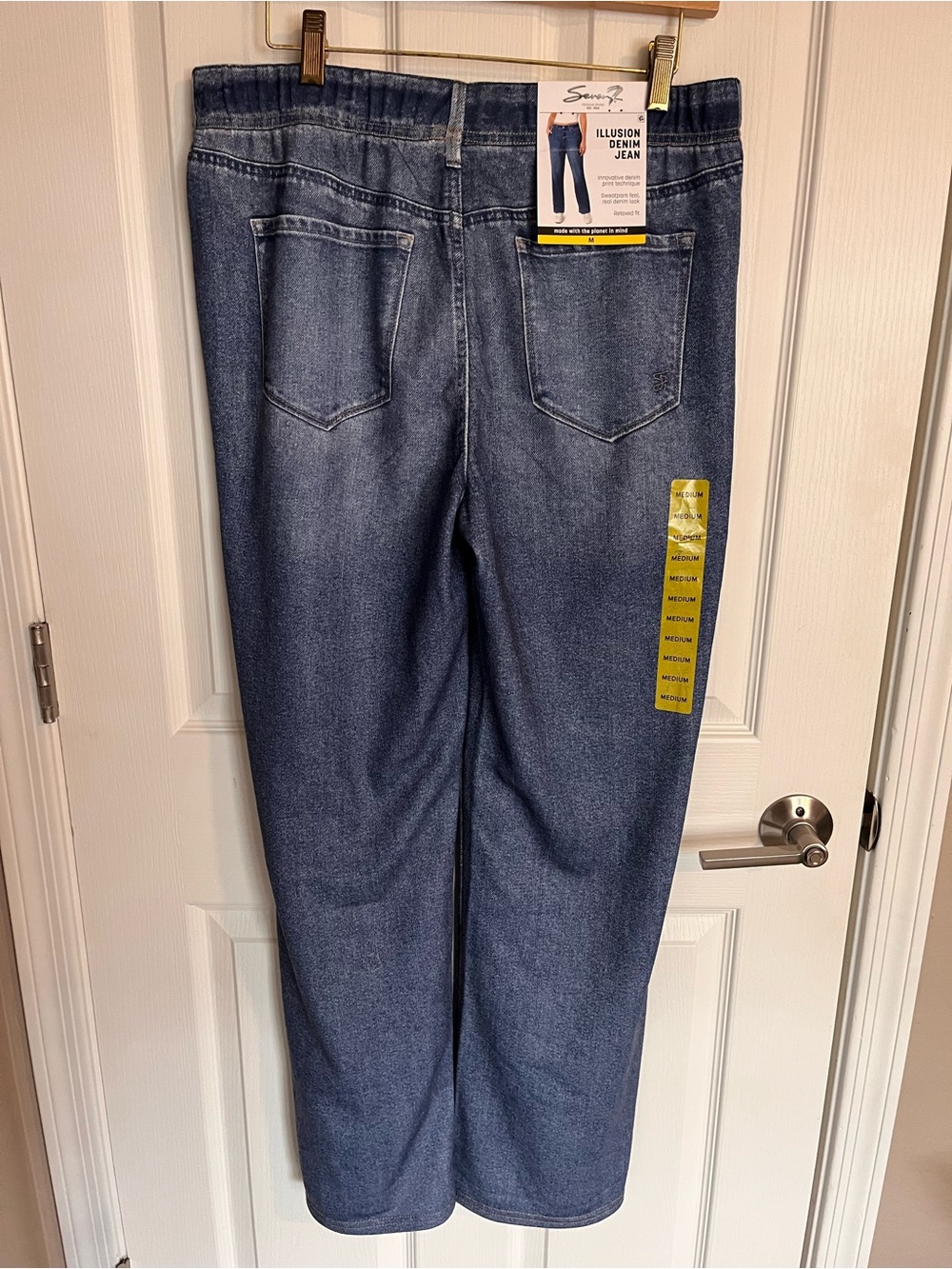 NWT Seven7 Wide Leg Denim Illusion Cotton Terry Sweatpant Jeans Size Medium - Picture 7 of 15